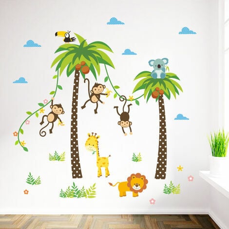 Jungle Autocollants Muraux Mural Stickers Chambre Enfants Bébé Garderie  Salon