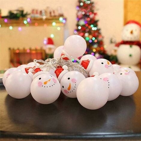 Guirlande lumineuse de Noël Bonhomme de neige 1,65m 10 LED Décoration de  Noël avec 1
