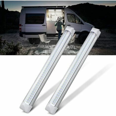 Plafonnier LED, 2PCS 12V voiture dôme intérieur lampe de toit caravane  camping-car RV remorque camion véhicule avec 46 lumières LED, blanc