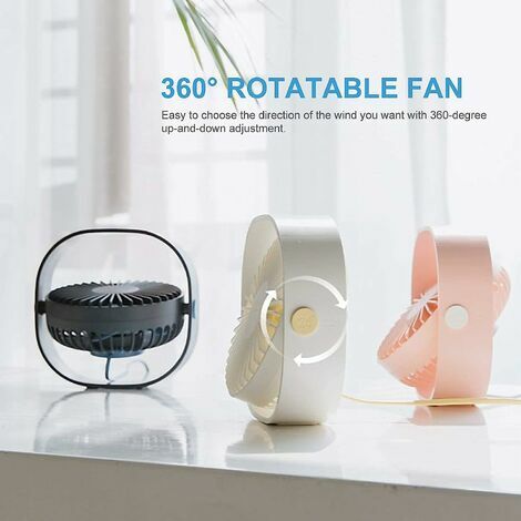 Radiateur soufflant Mini Portable Ventilateur, Ventilateur USB, Ventilateur  Silencieux,360 ° Rotation Ventilateur pour Camping, Bureau