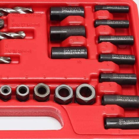 14 pièces ensemble d'outils de retrait d'écrou endommagé 1/4 -3/4  6.35-19mm acier 