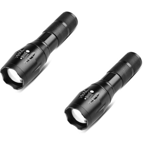 AGRIB Lampe torche LED Ultra puissante 1000 Lumens [Lot de 2] Lampe de  poche - Zoom longue portée, 5 Modes, anti-Choc et étanche - Lampe Tactique  pour bricolage et conditions extrêmes. : : Bricolage