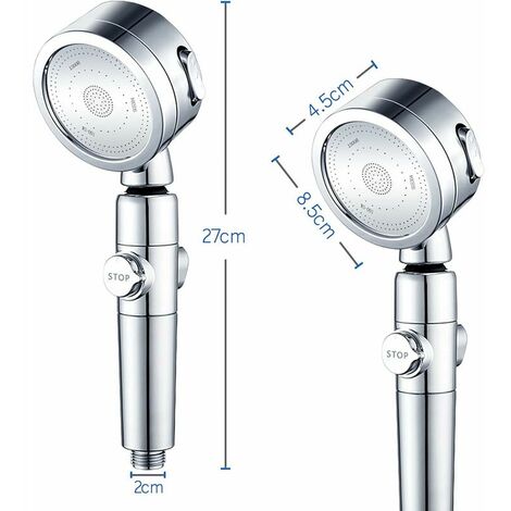 Pommeau de douche, pommeau de douche haute pression, pommeau de douche à  hélice avec filtre, pommeau de douche rotatif à 360°, pommeau de douche à économie  d'eau, avec 3 éléments filtrants en