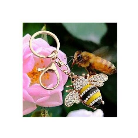 Porte-cls mignon abeille jaune en cristal avec fermoir mousqueton