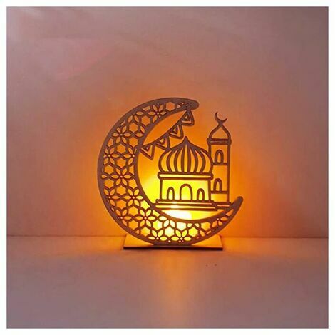 Ramadan LED Lumières Décoratives En Bois Artisanat Veilleuse Pour Musulman  Ramadan Cadeau Islamique Mur Table Décoration 