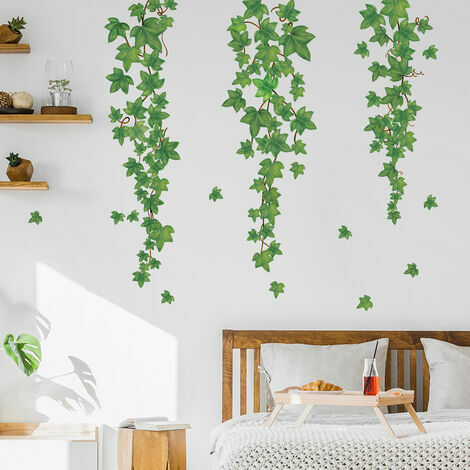 Stickers muraux feuilles de vigne vertes suspendues, Plantes de Lierre à  feuilles