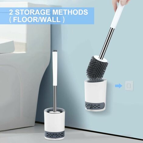 Hengda 2x Brosse WC Silicone Brosse Toilette avec support à séchage rapide  pincette cachée Brosse Toilette