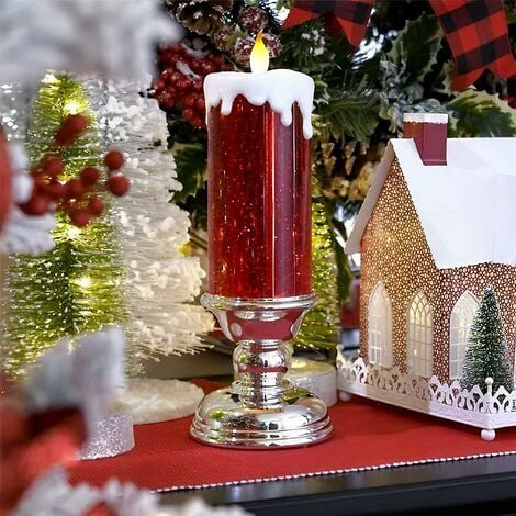 Bougies de Noël Led Bougies sans flamme à paillettes tourbillonnantes  rechargeables par USB pour décor de