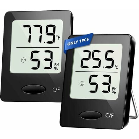 Thermomètre Hygrometre Intérieur, 2PCS Mini Thermomètre Hygromètre Digital  à Haute Précision, Moniteur de Température et Humidimètre