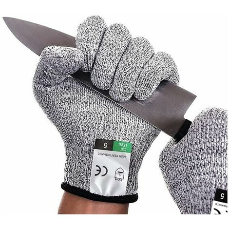 Gants Anti Coupure gants Protection Haute Performance Niveau 5 Gant Cuisine  Anti Coupure Gants de Travail pour Découpe de Viande,Filet de  Poisson,Mandoline et D'hutres (L) GROOFOO