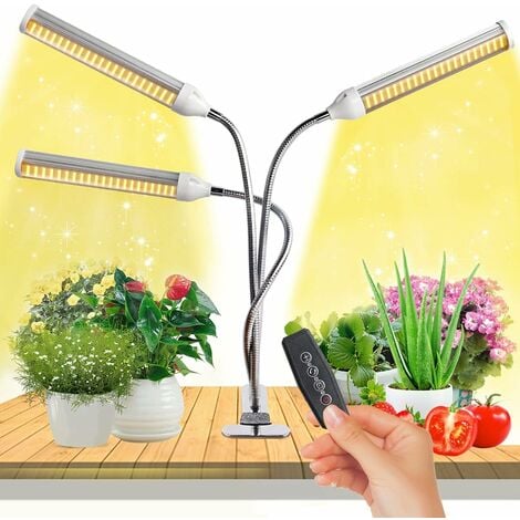 Lampe de Croissance,60 LED Spectre complet Réglable Lampe Horticole  Clipable Lampe de Plante avec 3 minuterie et Fonction Auto ON/OFF Lampe