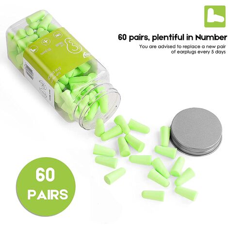 60 paires de bouchons d'oreille en mousse souple avec boîte de