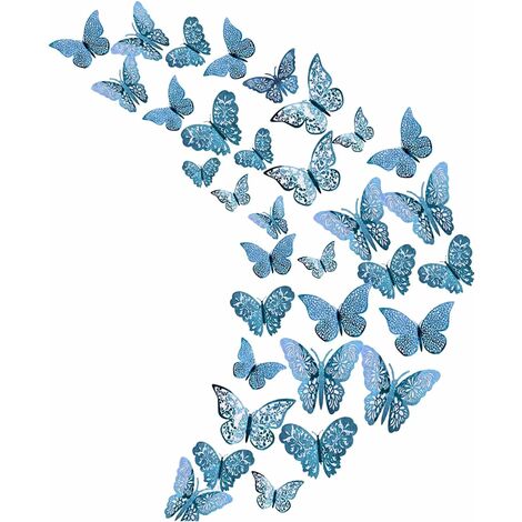 Sticker mural Papillons dessinés à la main violet-bleu 4 pièces