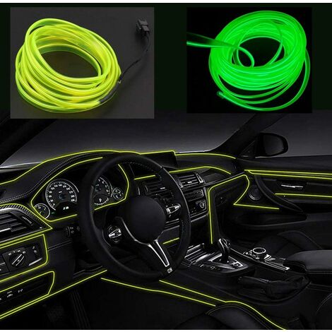 EL Wire Bande lumineuse LED pour intérieur de voiture avec bord de couture  de 6 mm, fil électroluminescent (EL), kit d'éclairage ambiant, accessoires