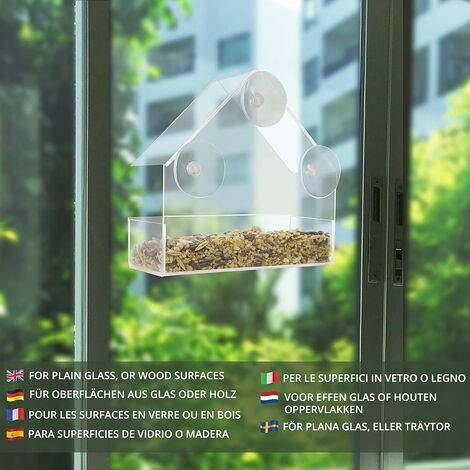 Mangeoire extérieure en plastique transparent pour fenêtre - 2 tailles  disponibles