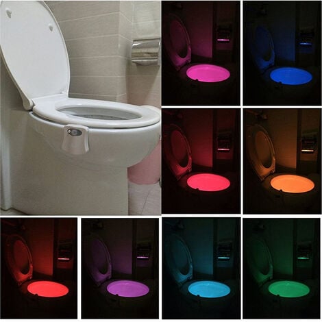 Lampe Toilette Veilleuse Capteur de lumière PIR Motion Sensor Éclairage  changeant de couleur imperméable à l