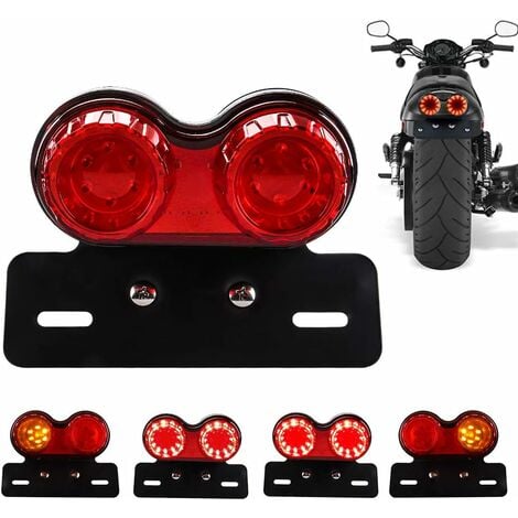 LED Feu arrière de moto intégré feu de freinage Clignotant Feux de conduite  Avec support de lampe de plaque d'immatriculation Pour Harley (Lentille  rouge) 