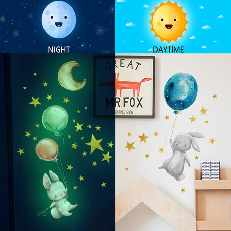 Stickers muraux phosphorescents Étoiles et Lune pour enfant, Murs et  vitres