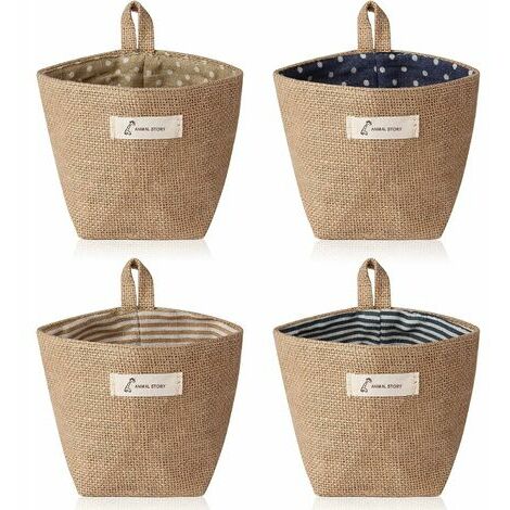 Mini Panier de Rangement en Tissu, 4pcs Corbeilles Table Petit