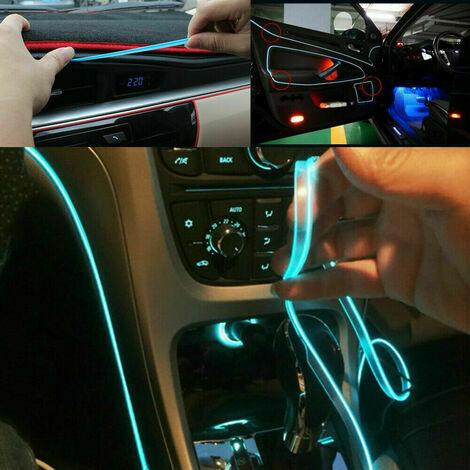 Lumière d'ambiance LED décorative super brillante pour voiture de 1,2 m ( lumière bleue glacée)
