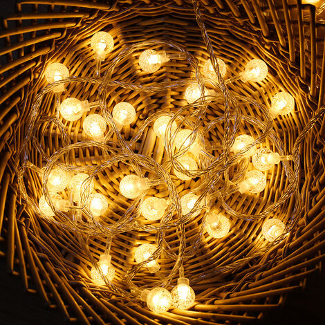 Guirlande lumineuse à billes en rotin à LED,5M 40 LED à piles