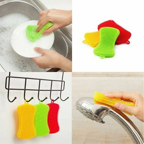 Pack 5 Eponges lave vaisselle brosse ménage multicolore