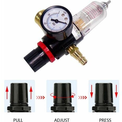 Regulateur de Pression d'air, 1/4 Filtre à air Compresseur, Huile-Eau  Filtre d'humidité Lubrificateur, Régulateur de Pression séparateur d'air  pour
