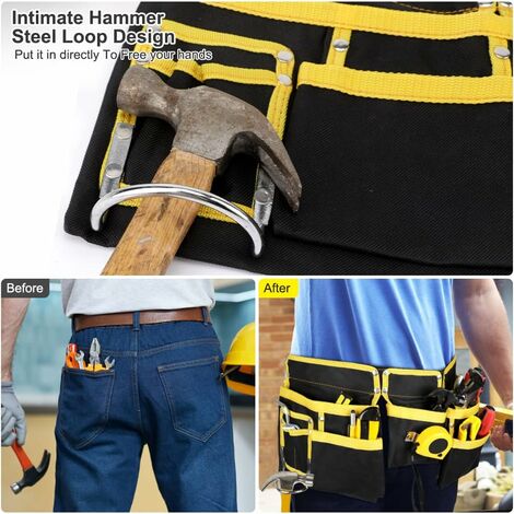 Tbest Poche à outils avec ceinture Sac de Taille Extérieur avec Ceinture  Poche à Outils Multifonction Portable en Tissu