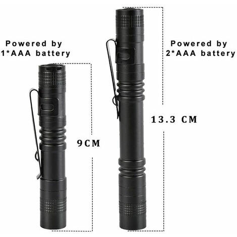 Mini lampe de poche avec pince à stylo lampe torche LED alimentée par  batterie é