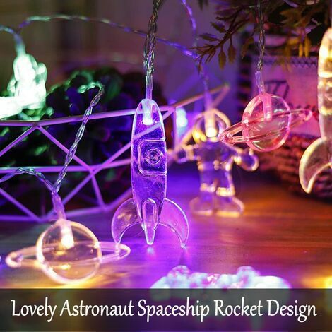 Guirlande lumineuse à 50 LED pour chambre d'enfant, astronaute, vaisseau  spatial, fusée, décoration murale, fenêtre, chambre d'enfant, mariage,  fête, terrasse, Noël (blanc chaud) : : Outils et Bricolage