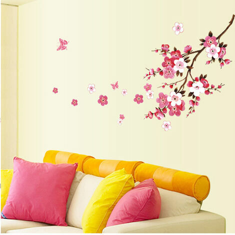 3090cm Stickers muraux avec papillons rose rouge sakura vigne