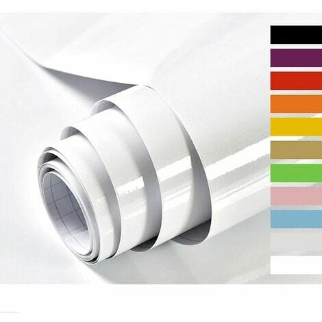 Papier Adhesif pour Meuble Blanc Brillant 40X300cm Stickers Meuble Vinyle  Autocollants Chambre Cuisine Comptoirs Papier Peint