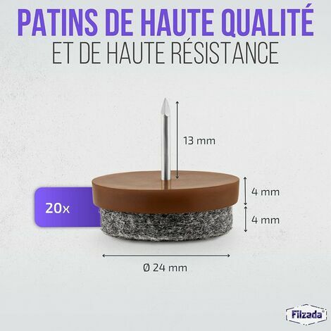 Filzada® 50x Patins à vis en feutre - Ø 22 mm - Professionnels