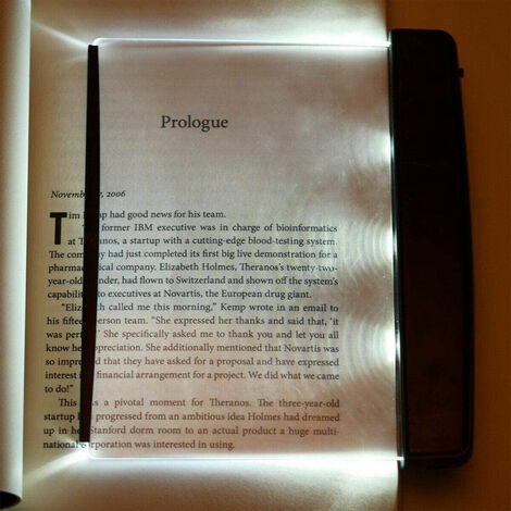 Lampe de livre plate pour lire au lit la nuit, LED transparente, lumière  pleine page, panneau lumineux, plaque, panneau de lampe sans fil (blanc)