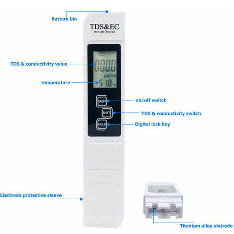 1X Testeur Numérique de qualité D'eau TDS LCD Pureté Compteur