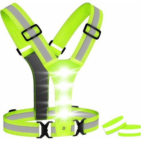 4XL - vert - gilet de sécurité réfléchissant LED pour moto-vélo
