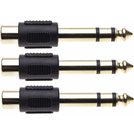 Fiche stéréo TRS 3.5 mm vers adaptateur jack RCA, plaqué or