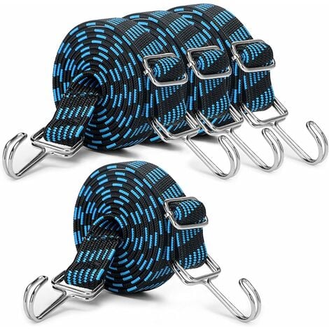 Cordons élastiques réglables robustes avec double crochet. Sangles  élastiques plates de 203,2 cm de long.