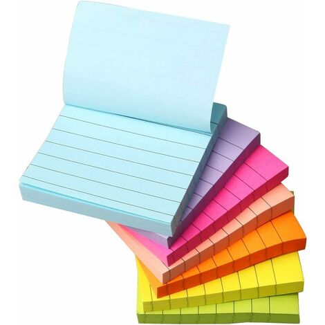 7 pièces 560 feuilles de notes adhésives lignées, 7,5 7,5 cm super notes  autocollantes