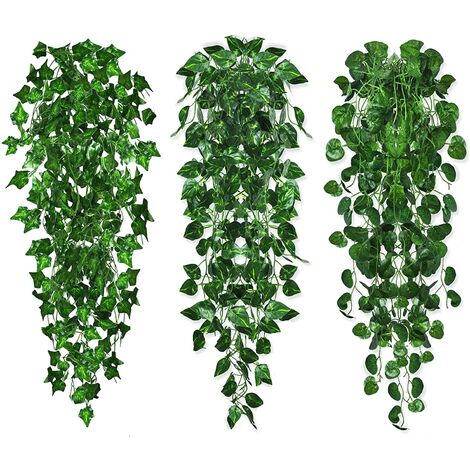 Plante Artificielle Tombante, 3 Pcs Vert Plantes Artificielle avec