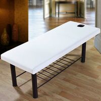 Drap de lit de massage, drap de table de massage avec trou, en polyester doux, réutilisable (200cm*75cm,blanc)