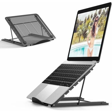 iPad pour Macbook HP Angle Réglable 6 Niveaux Lenovo Support PC Portable Ventilé en Aluminium Ergonomique Pliable Samsung 10-15 YIQIBRO Support pour Ordinateur Portable 