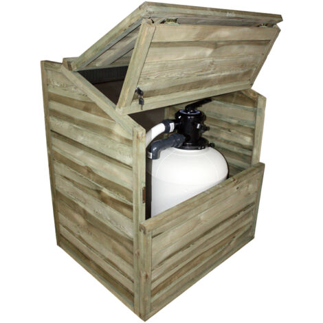 Coffre de filtration en bois traité autoclave classe III pour piscine – Hauteur 146 cm – Protection système filtration – Esthétique et sécurité enfants – Sunbay (1/4)