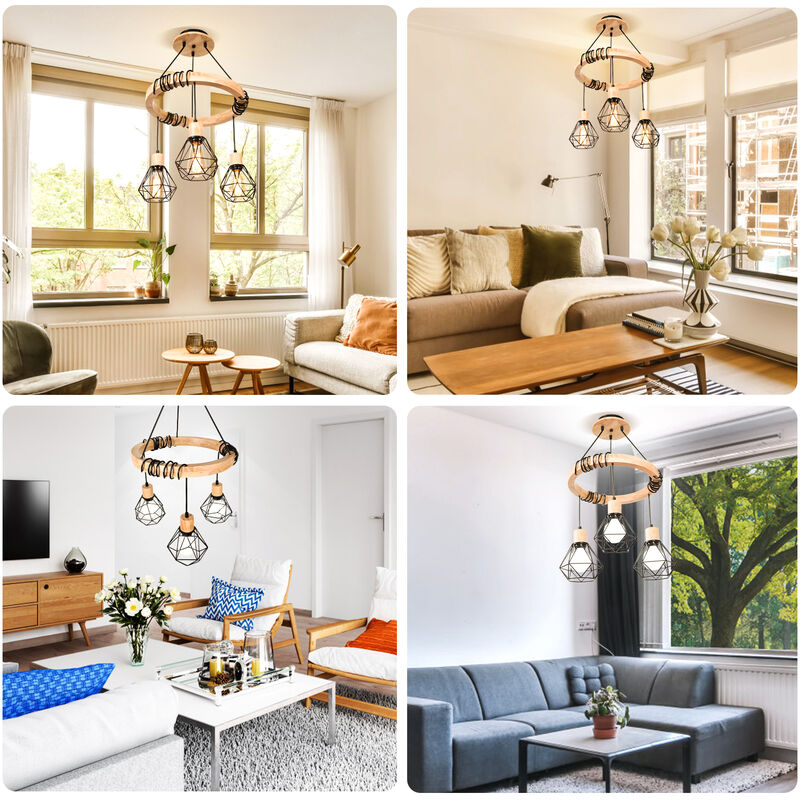 3 Fili Lampadario Vintage, Creativo Lampada da Soffitto, Industriale