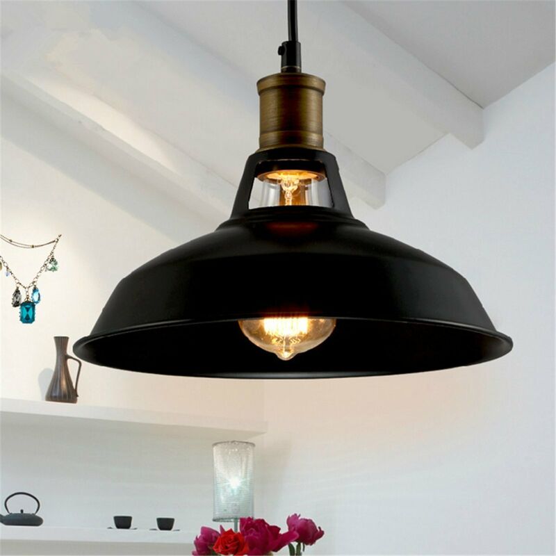 Lampada A Sospensione Vintage In Alluminio E Vetro – Design Industriale Impermeabile, Per Esterno E Interno, E27, Catena Regolabile, Nero