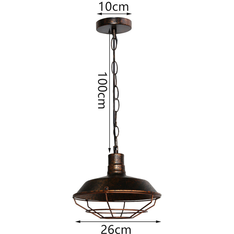 2X Lampada a Sospensione Vintage, Lampadario da Soffitto con Paralume in  Ferro, Industriale Stile Illuminazione E27 per Corridoio Cucina Isaland  Camera da Letto Scala - Ø26cm Ruggine