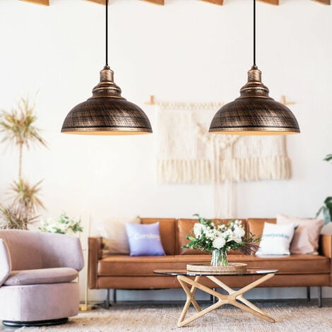 Confezione da 2 Lampadario Industriale Retrò Fatto di Metallo Lampada a Sospensione E27 per Soggiorno, Camera da Letto, Ristorante Bronzo
