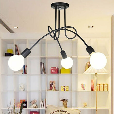 Plafoniere, 3 Luci Spider Lampadario a Soffitto in Industriale Stile, Illuminazione Creativo Supporto E27 per Cucina Isaland Camera da Letto (Nero)