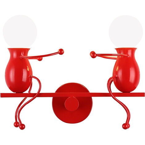 Applique per Interno, Moderna Lampada da Parete in Design di Umanoide Altalena, Applique Candelabro in Metallo per Corridoio Cucina Isaland Camera da Letto Scala (Rosso)