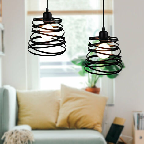 Lampadario A Sospensione Industriale 3 Luci – Paralume In Metallo Nero, E27, Stile Vintage, 22 Cm